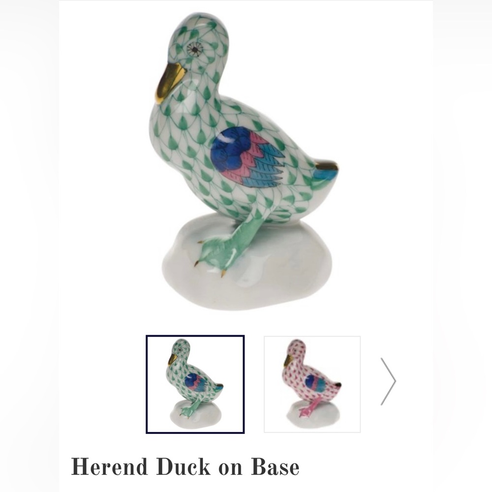 Herend Hungary 24k gold hand painted “duck on base” in green. Collectible.